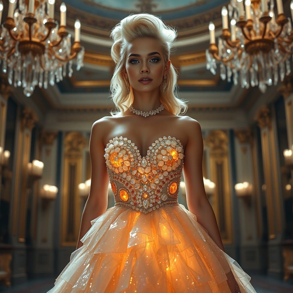 Opulent Crystal Dress in Grand Ballroom