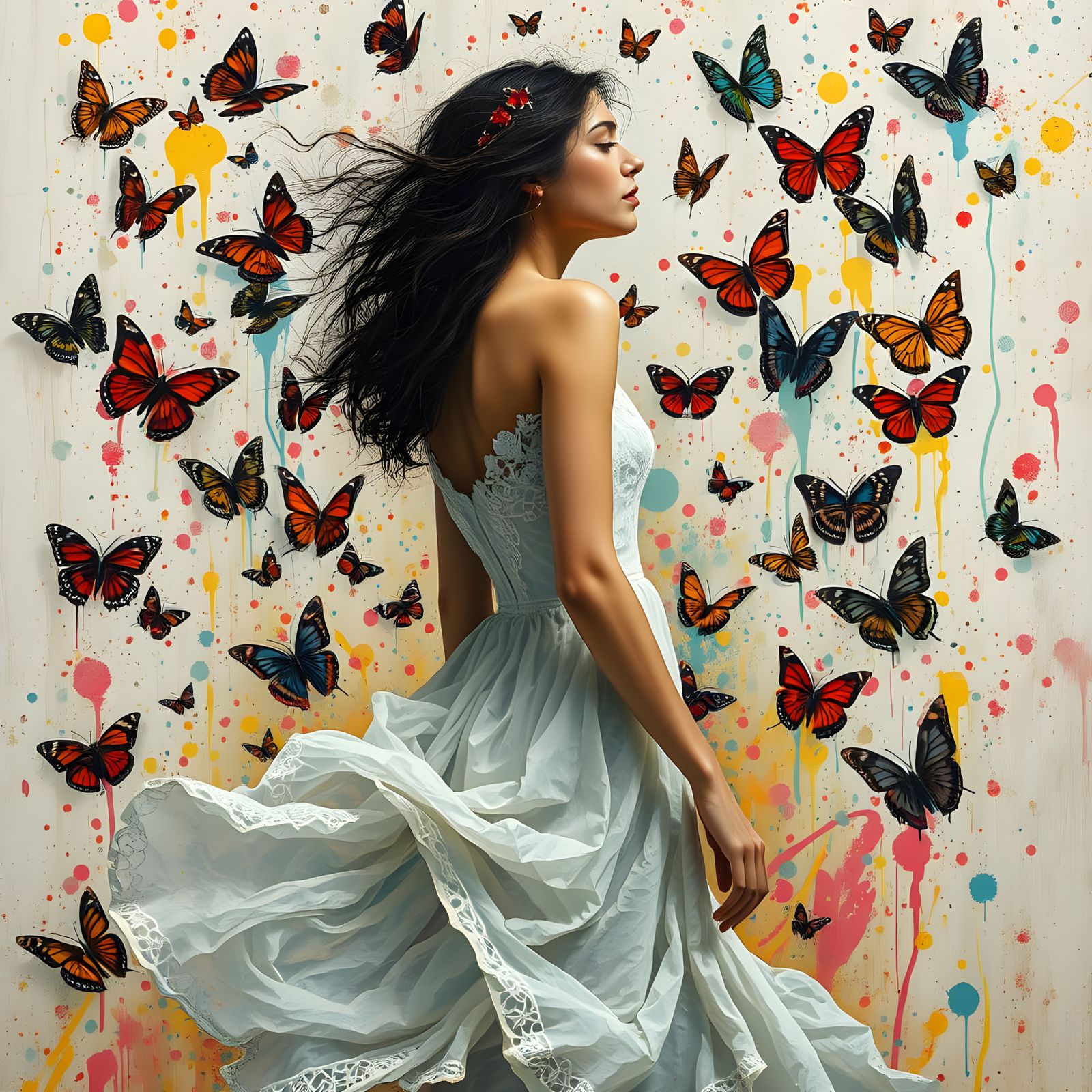 Woman in Vibrant Floral Dreamscape