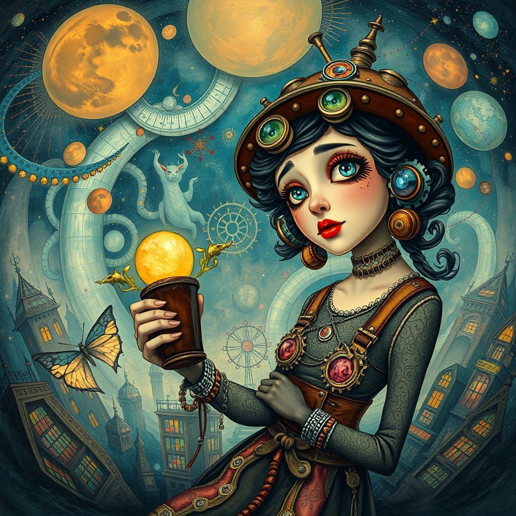 Steampunk Inventress in Cosmic Bazaar