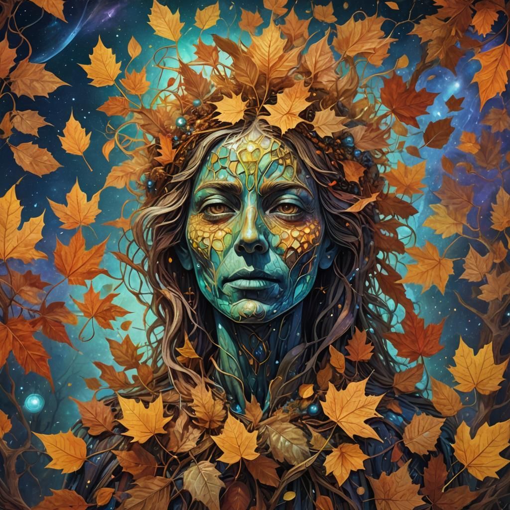 Astral Autumn Soul: A Holographic Illustration