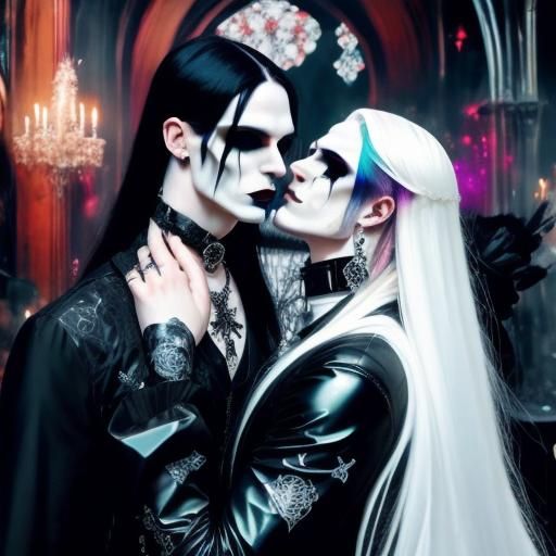 Traditional Goth Vampire Man in Latex Clothes