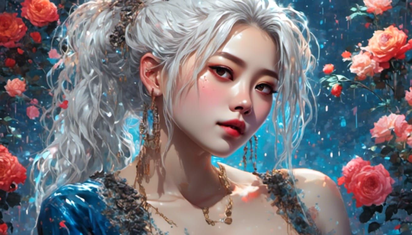 Korean Woman in Splatter Graffiti Style