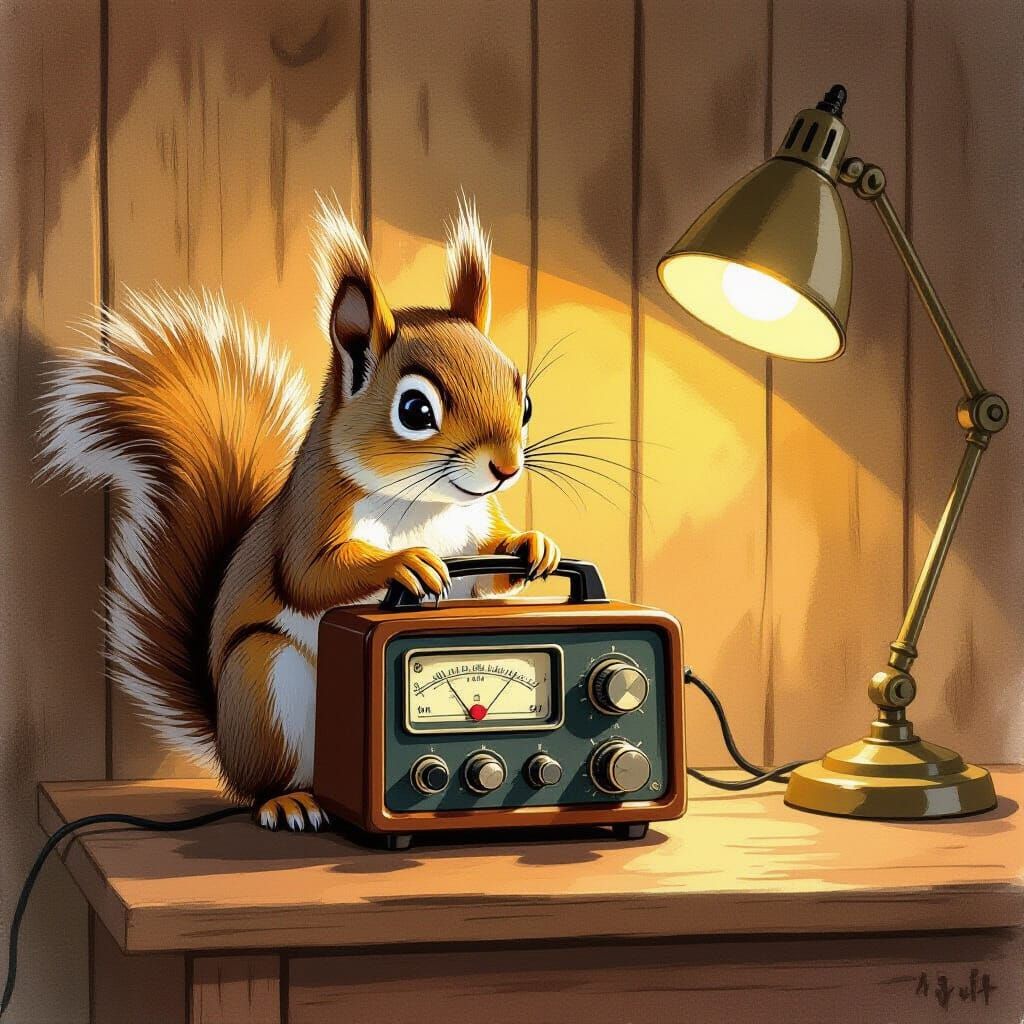 Adorable Squirrel Operates Vintage Ham Radio