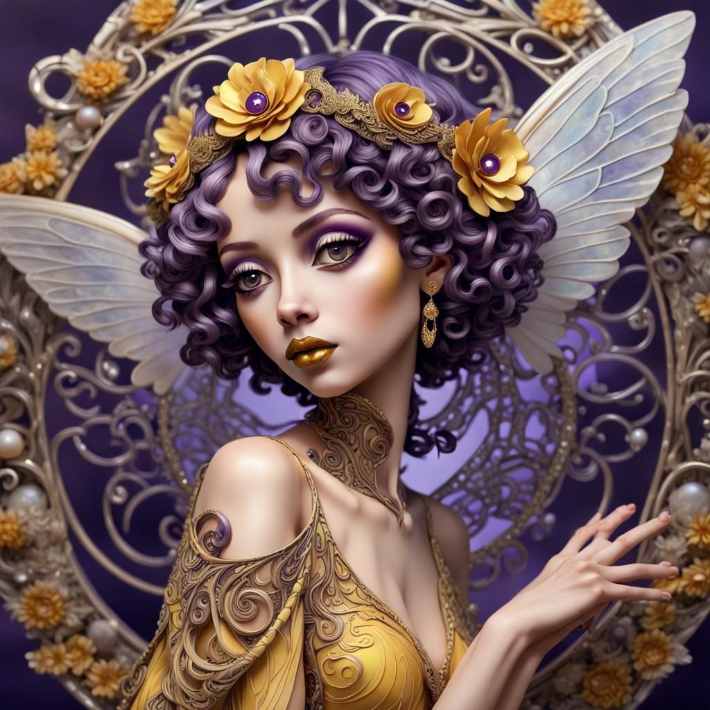 Art Deco Fairy with Enchanted Bird