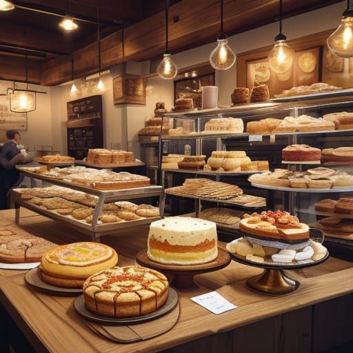 Vibrant Bakery Desserts in Warm Light