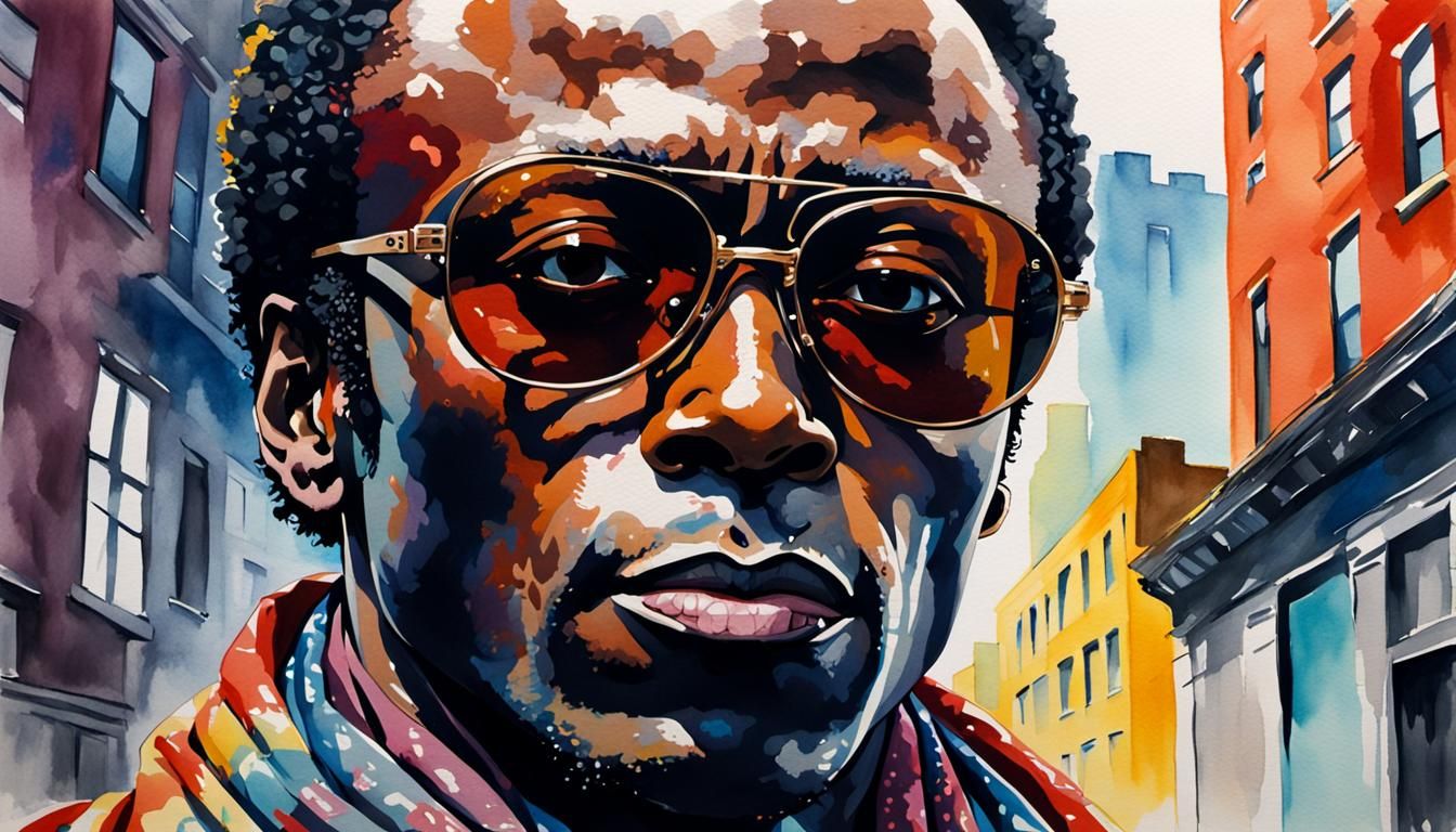 Miles Davis Portrait in Pop Art Watercolor