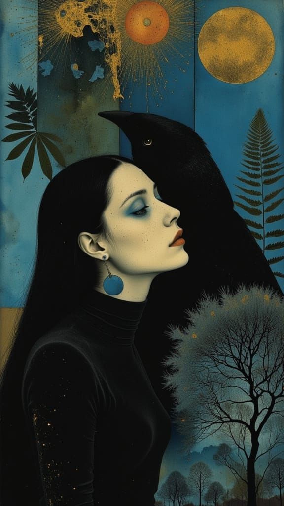 Cyberpunk Forests in Shimmering Copper and Cool Blues