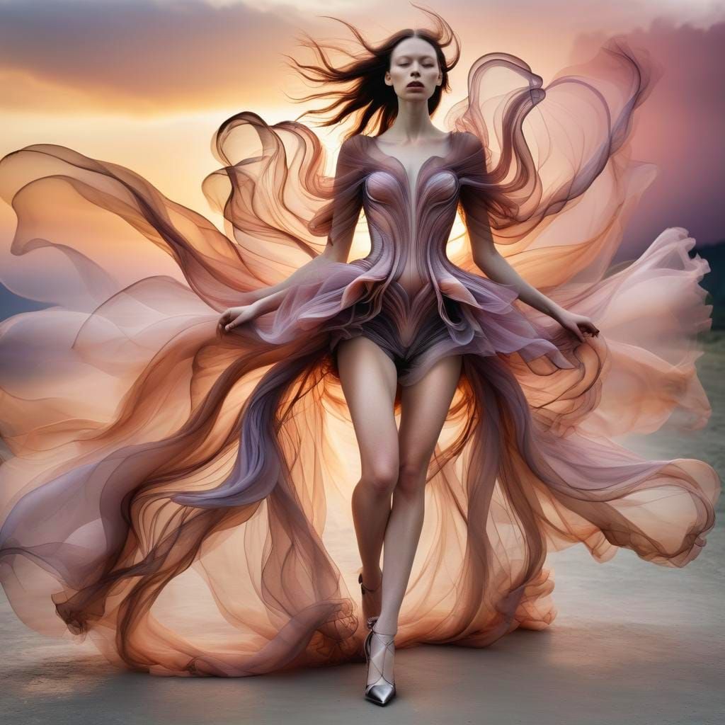 Voluptuous Model in Tulle Gown, Iris van Herpen Style