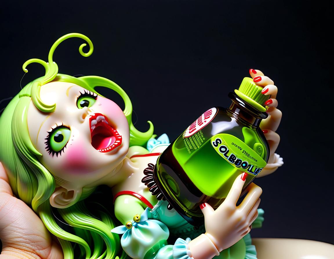 Poisoned Chibi Doll in Post-Mortem Pop Art