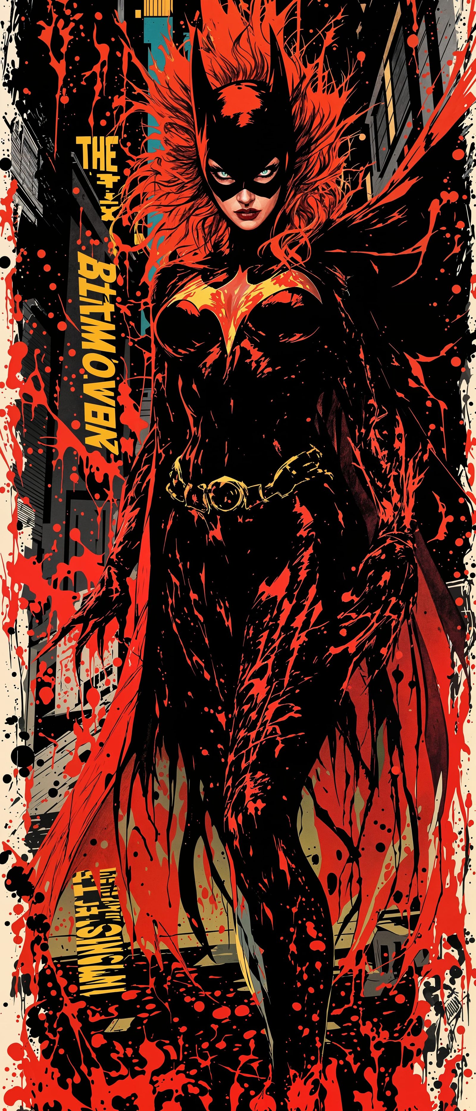 Surreal Horror Batwoman Poster in Ralph Steadman Style