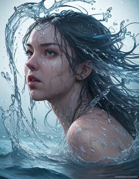 Hyperrealistic Water Splash Art: Detailed and Colorful