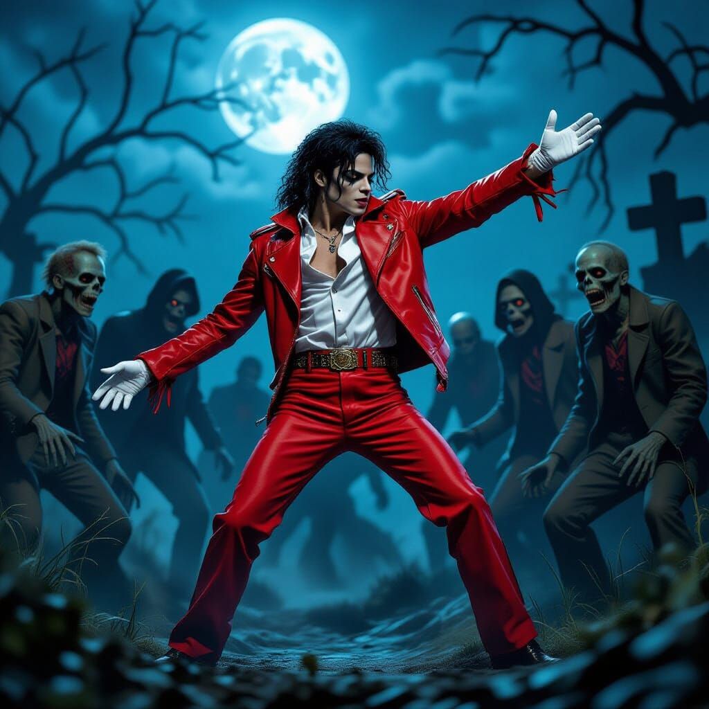 Michael Jackson Thriller Dance with Zombies in Graveyard