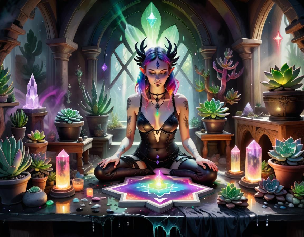 Gothic Demoness Gaming Altar in Watercolor