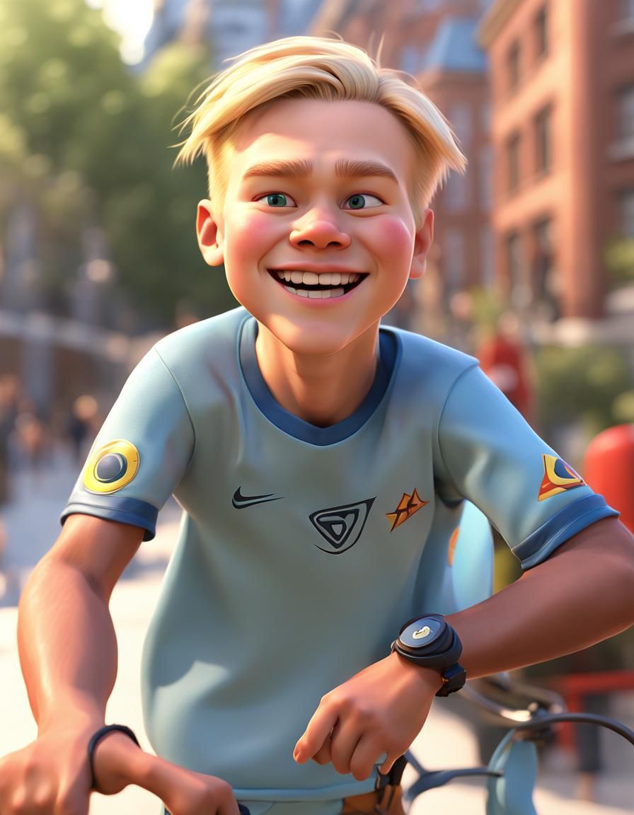 Erling Haaland as a Cute Pixar Cartoon Character