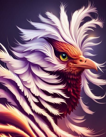 Vibrant Floral Phoenix Bird Digital Photograph