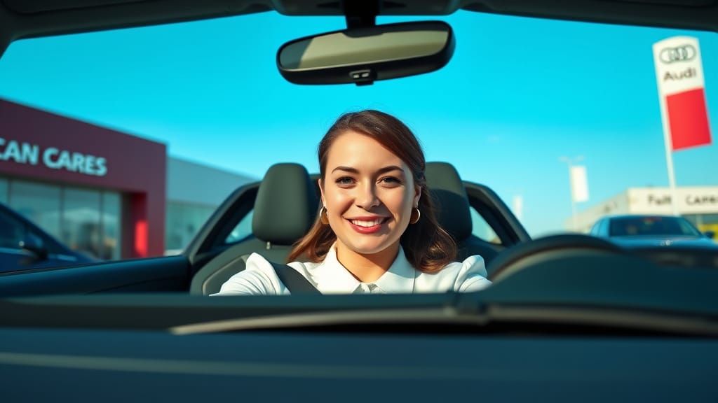 Woman Drives Audi A1: Comic Book Art