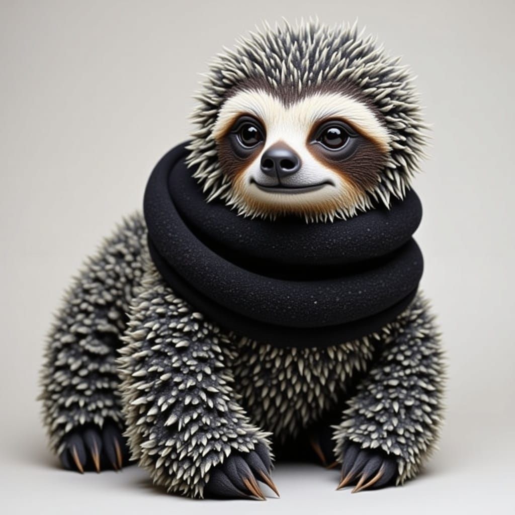 Cuddly Knitted Sloth Toy with Button Eyes