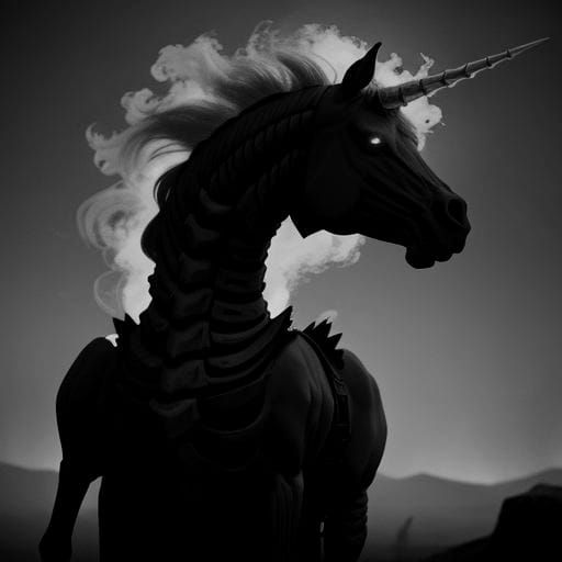 Creepy Skeleton Unicorn with Flaming Rainbow Hair