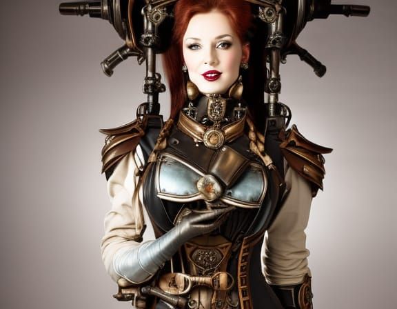 Steampunk Cyborg in Victorian Dress Portrait
