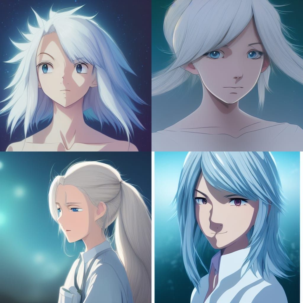 Anime Key Visual: Blonde Woman with Ice-Blue Eyes