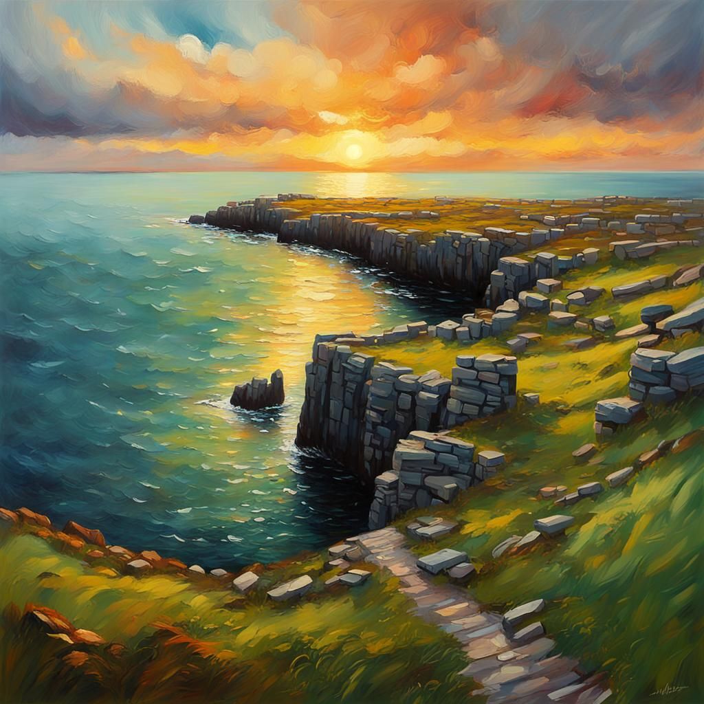 Aran Islands Sunset: Impressionist Oil Painting