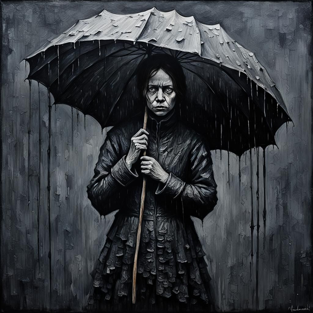 Monochromatic Woman in Acrylic Impasto Painting