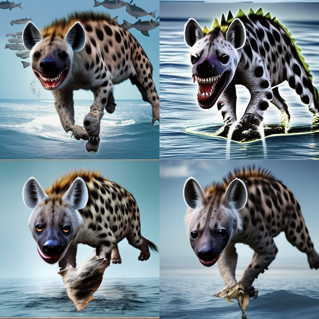 Surreal Hybrid: Hyena and Shark Fusion