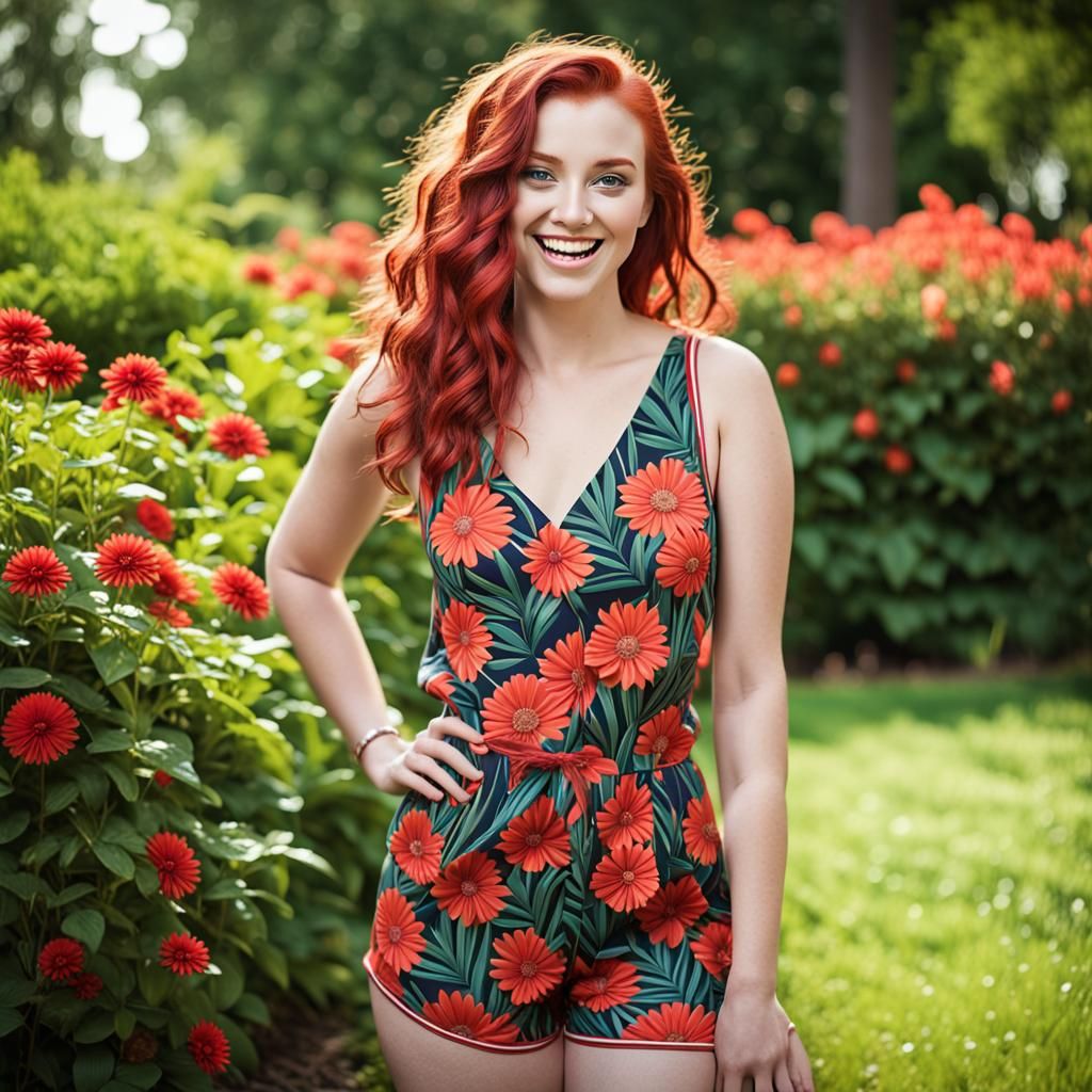 Joyful Woman in City Park Portrait