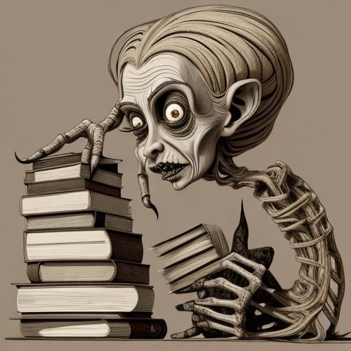 Distorted Elderly Woman in Art Brut Style