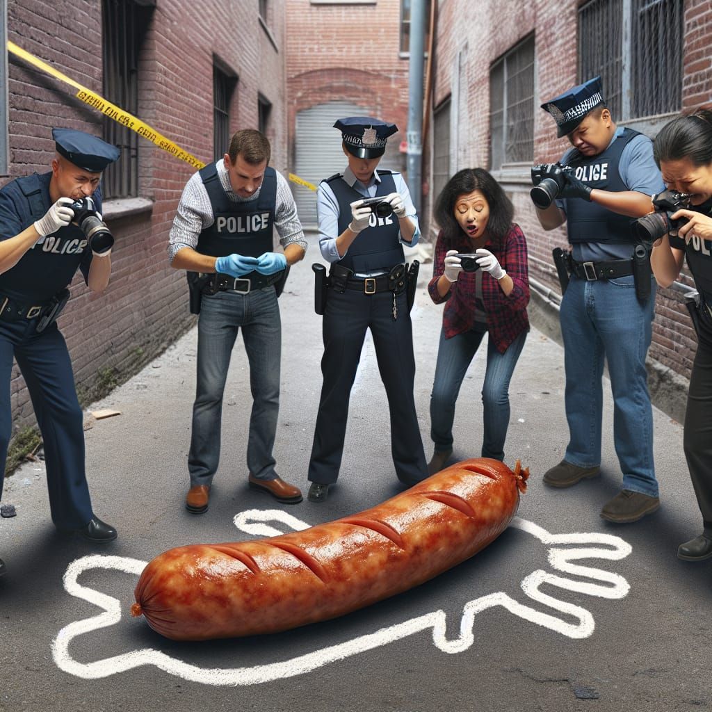 Humorous Sausage Crime Scene Investigation
