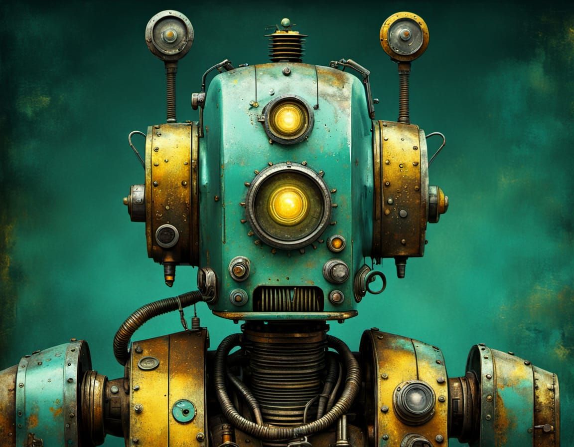 Greased Rusty Robot: Industrial Concept Art