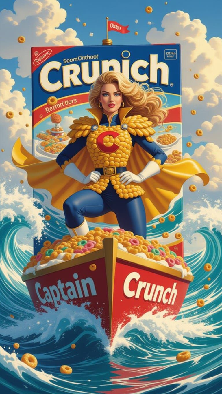 Heroic Captain Crunch Female Cereal Icon in Photorealistic S...