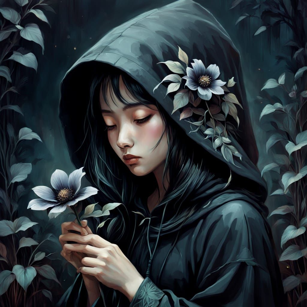 Ethereal Chinese Goddess in Moonlit Garden