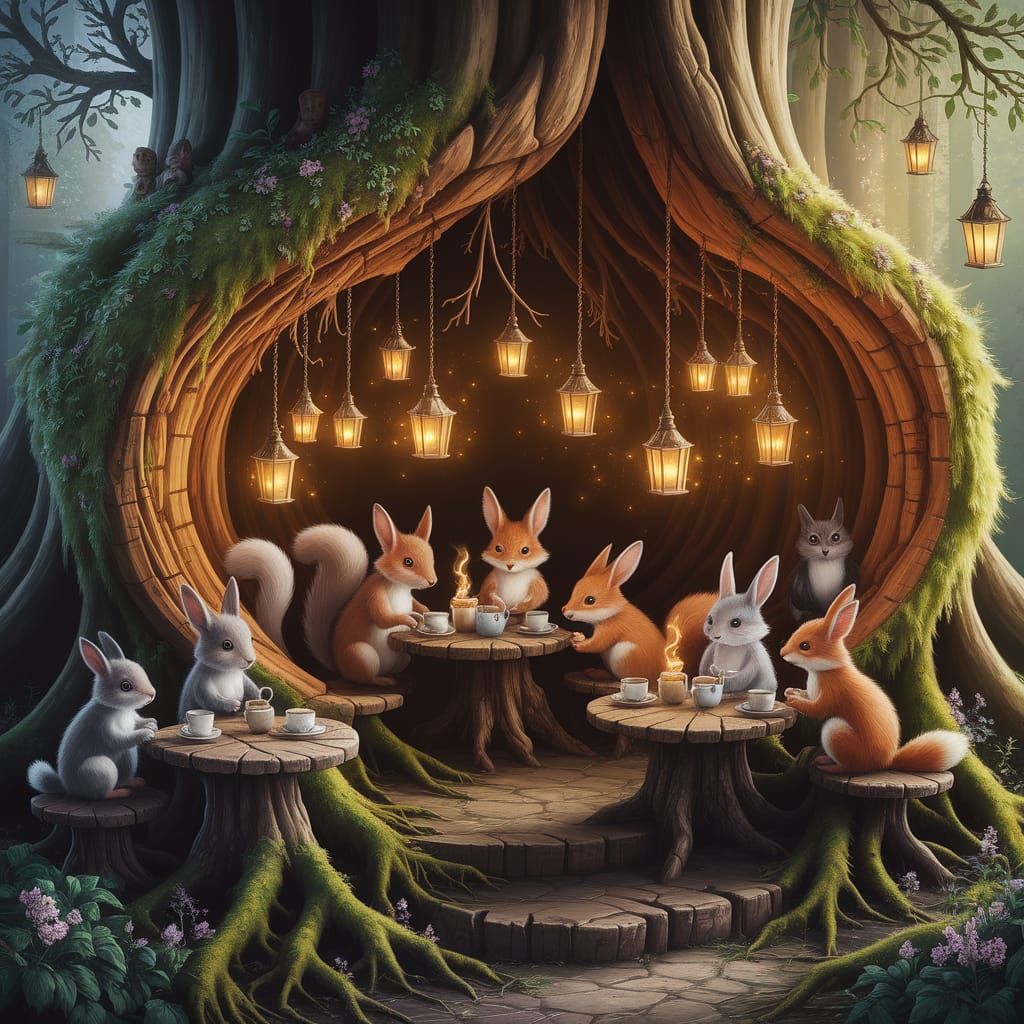 Whimsical Woodland Cafe Inside Hollow Tree