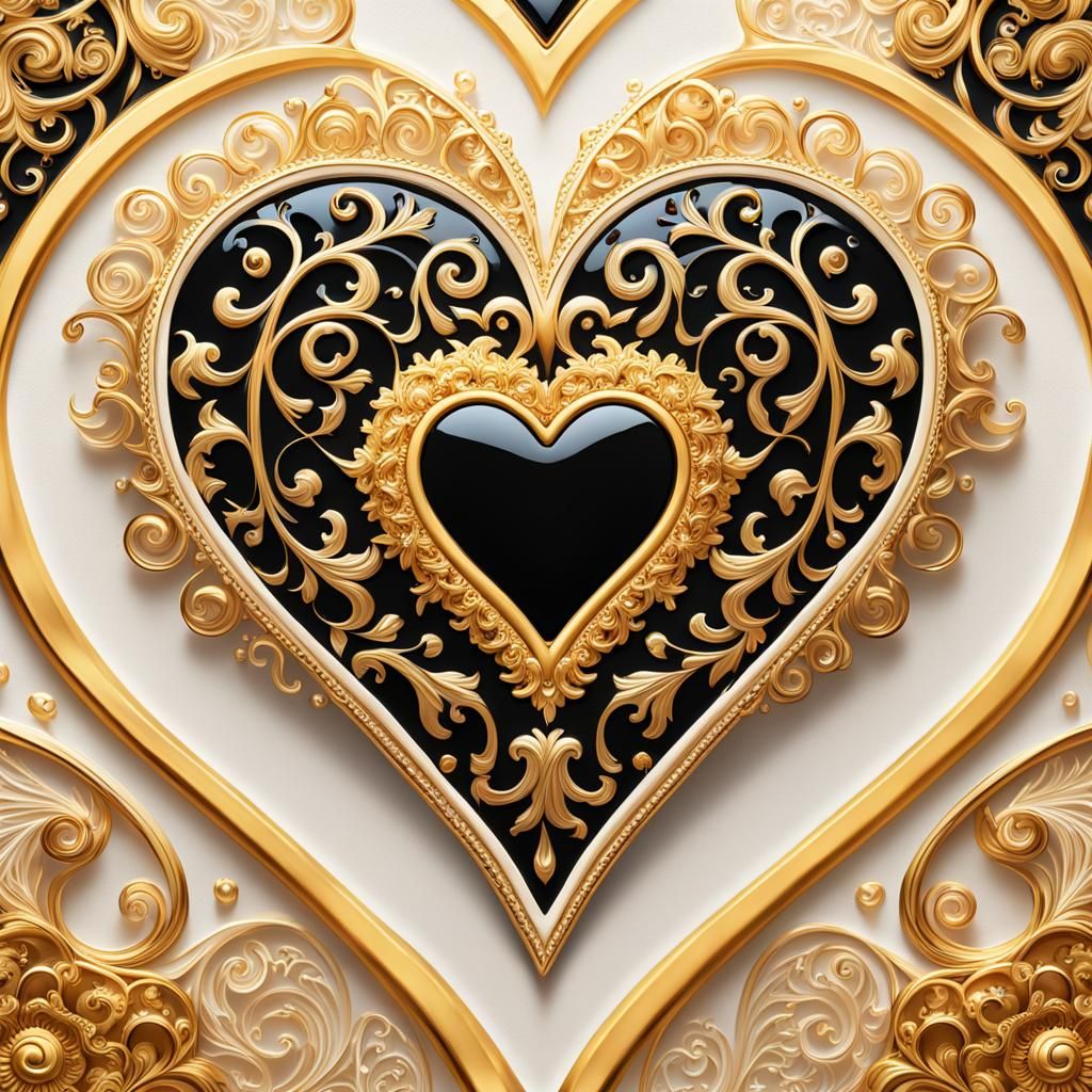 Baroque Love Heart with Gold Ornamentation