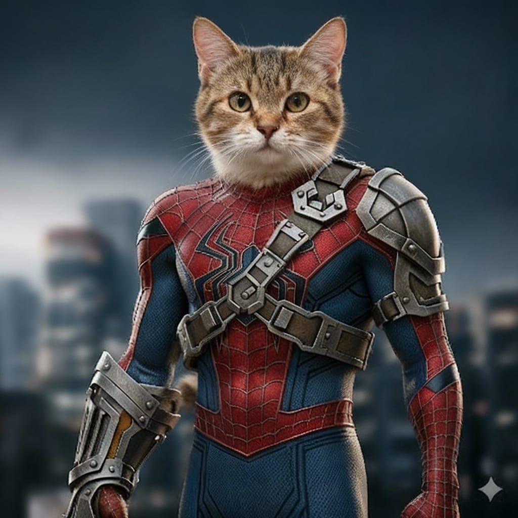 Spider-Man as a Cat in Comic Book Style