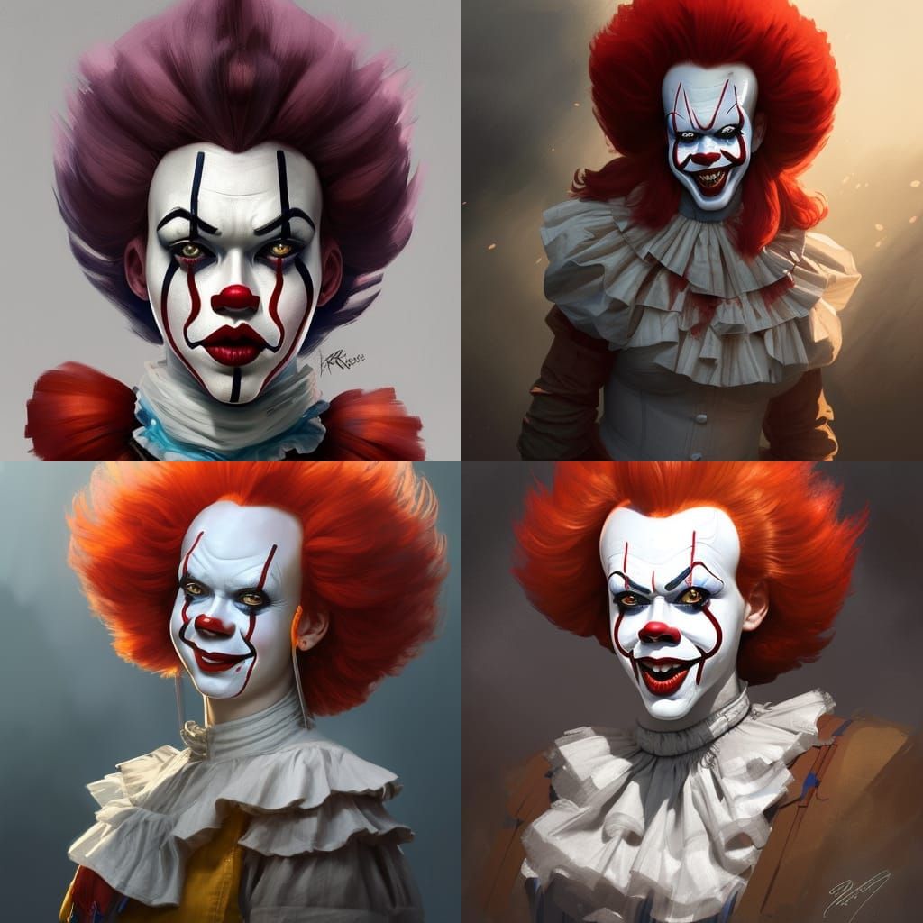 Checkers Clown Girl Sword Fight: Hyperdetailed Portrait