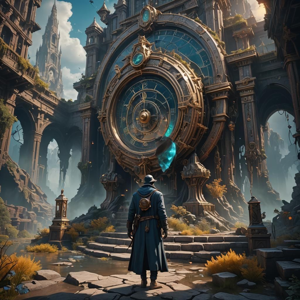 Time Traveler Ghost in Detailed Matte Painting