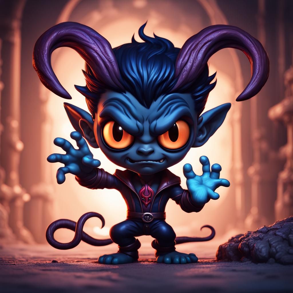 Demonic Chibi Fresno Nightcrawler: Detailed Matte Painting