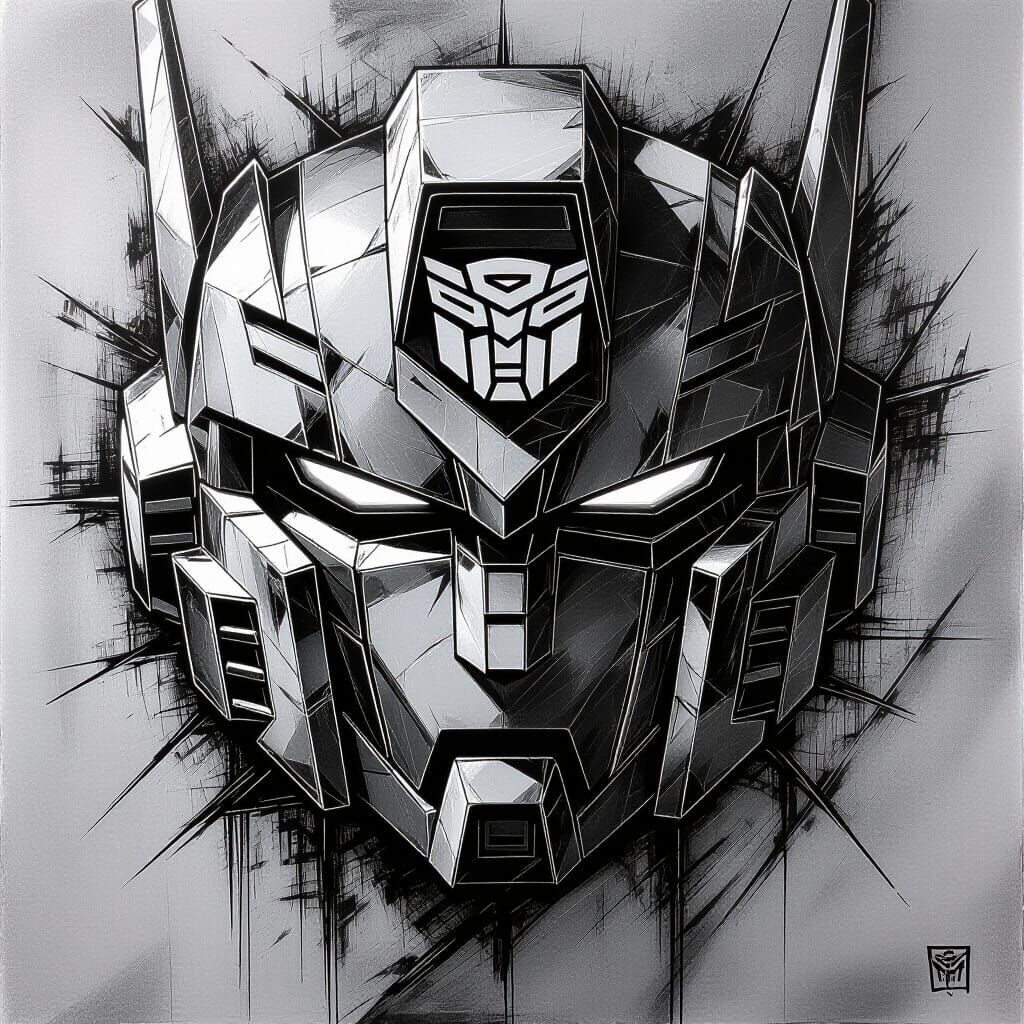 Autobot Insignia: Distorted Line Art Scratch on Glass