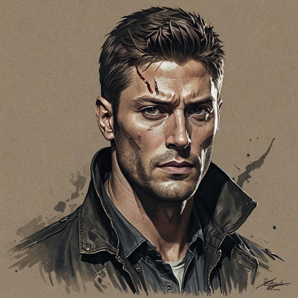 Sinister Dean Winchester Portrait in Gothic Horror Style