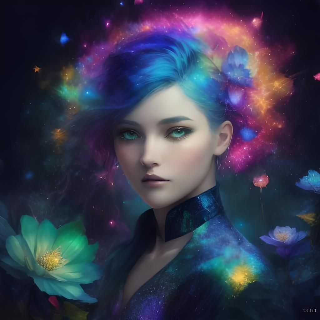 Luminous Flower at Twilight: Surreal Collage Illustration