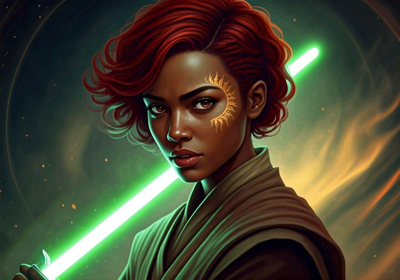 Young Jedi Knight in Dreamy Fantasy Landscape