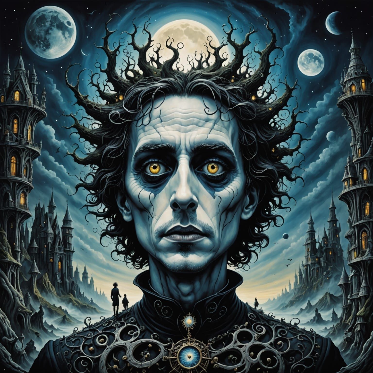 Bizarre, Tim Burton-Inspired Metaphysical Landscape