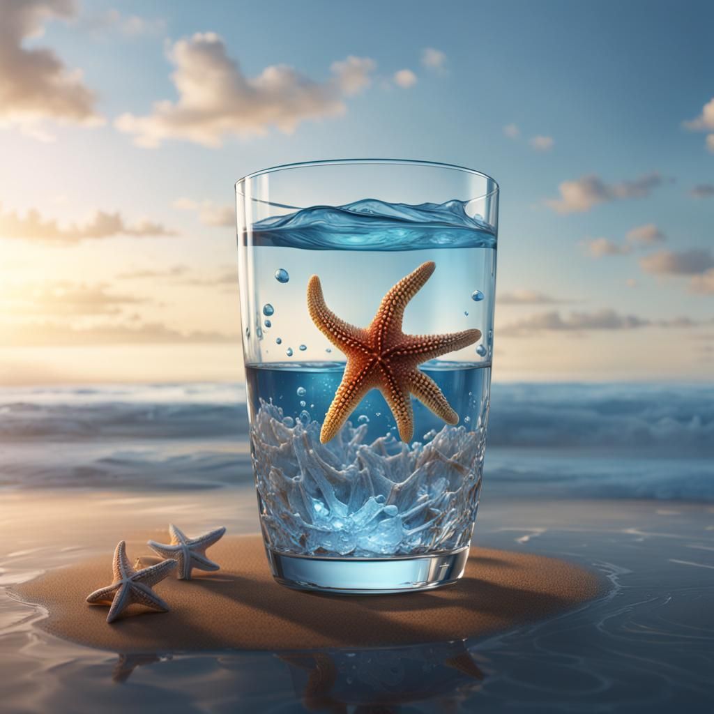 Starfish in Glass: Detailed Matte Painting