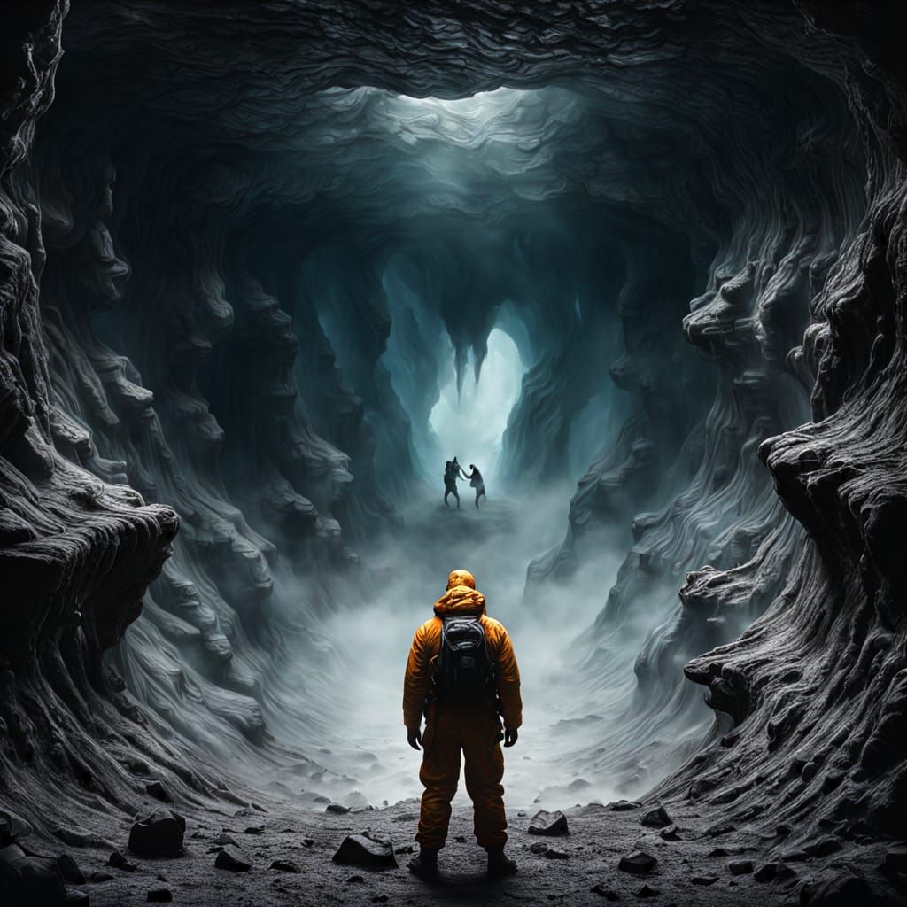 Abyss Gazing Back: A Dark, Existential AI Art Piece