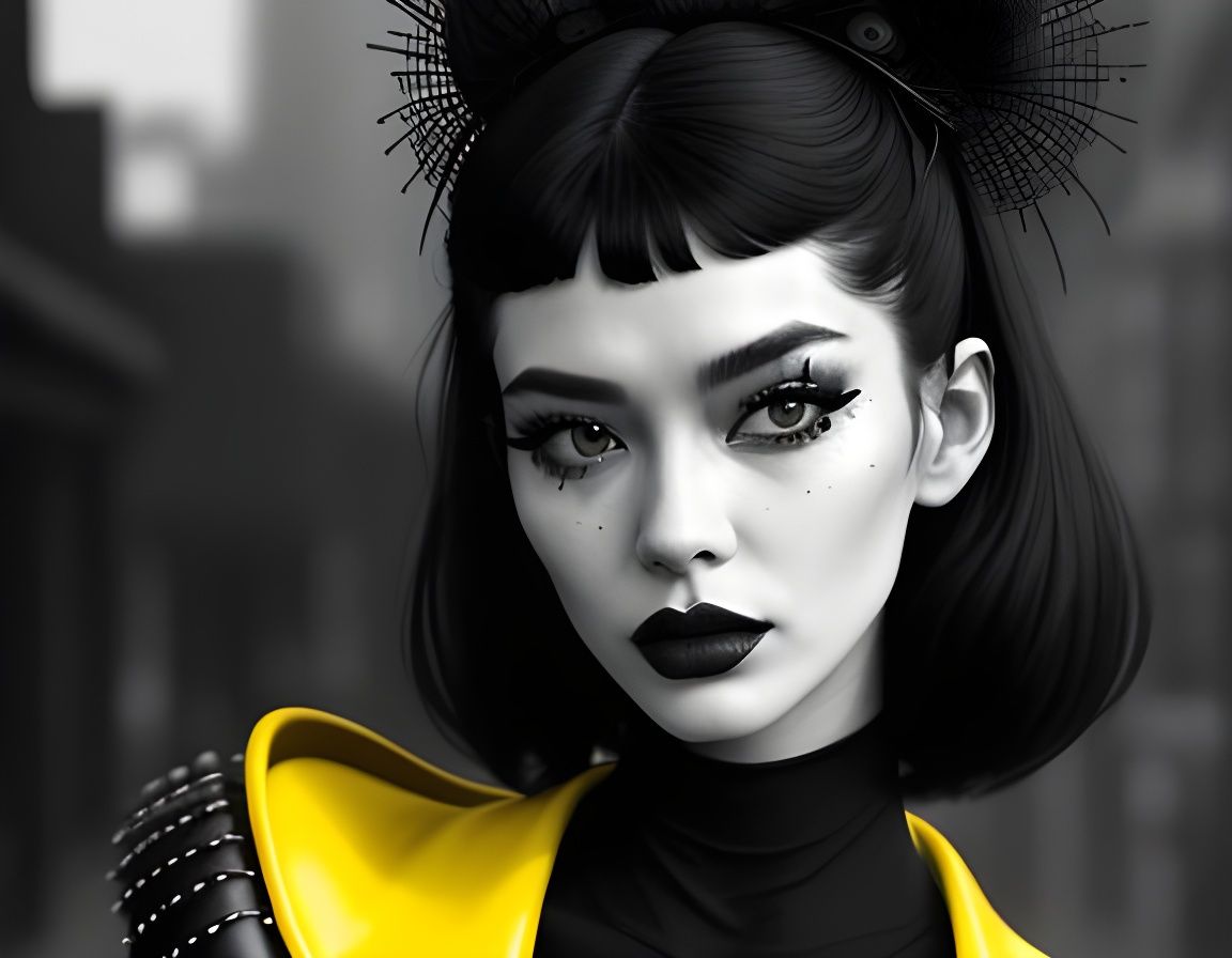 Abstract Yellow Design in Raypunk Style