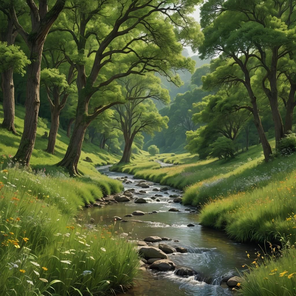 Lush Emerald Landscape in Cinematic Film Still