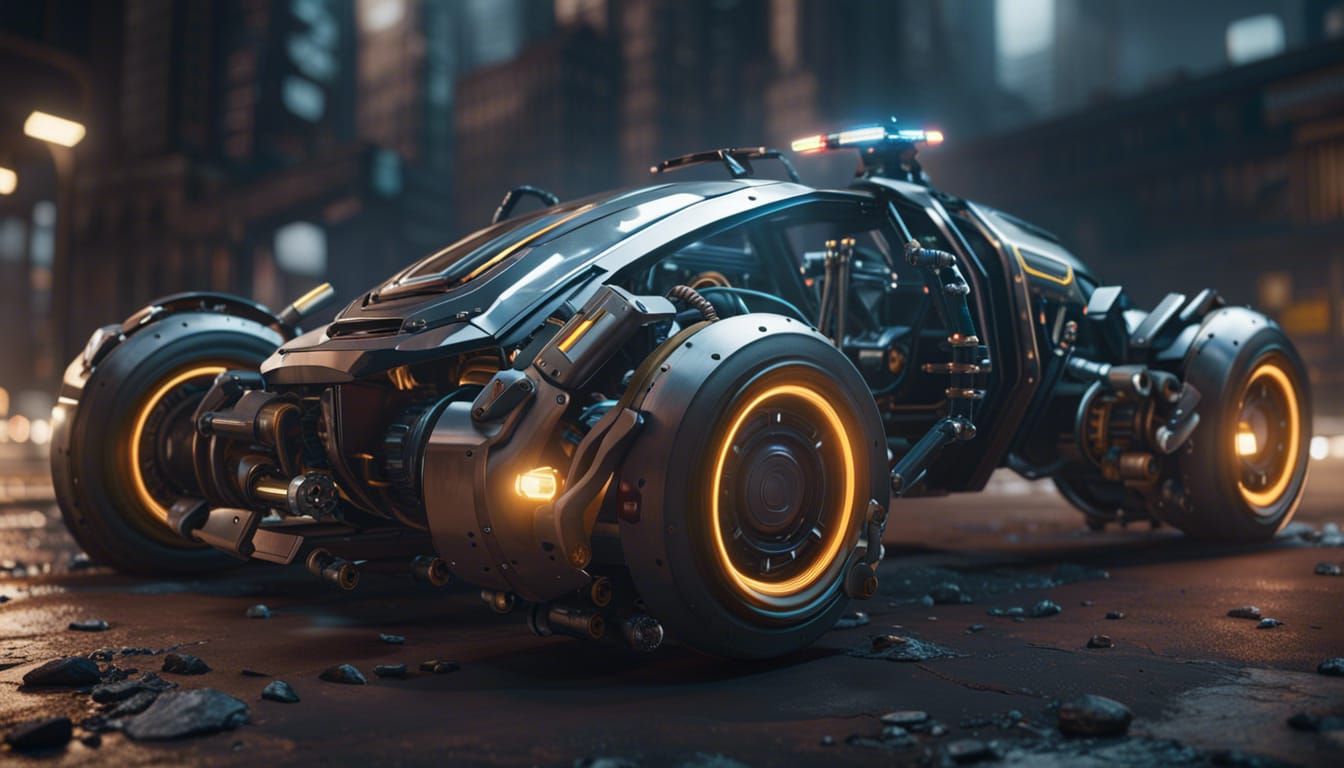 Robot Car with Legs in 3D Game Style