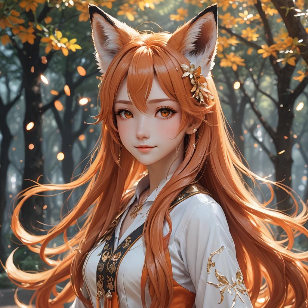 Anime Girl with Fox Features in 3D